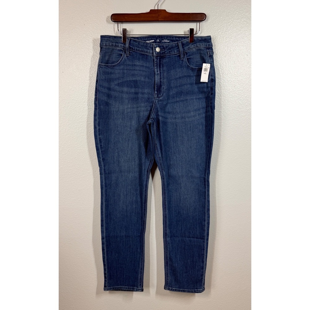 Old Navy Jeans Women 14 Short Blue Wow Straight High Rise Stretch Denim NWT